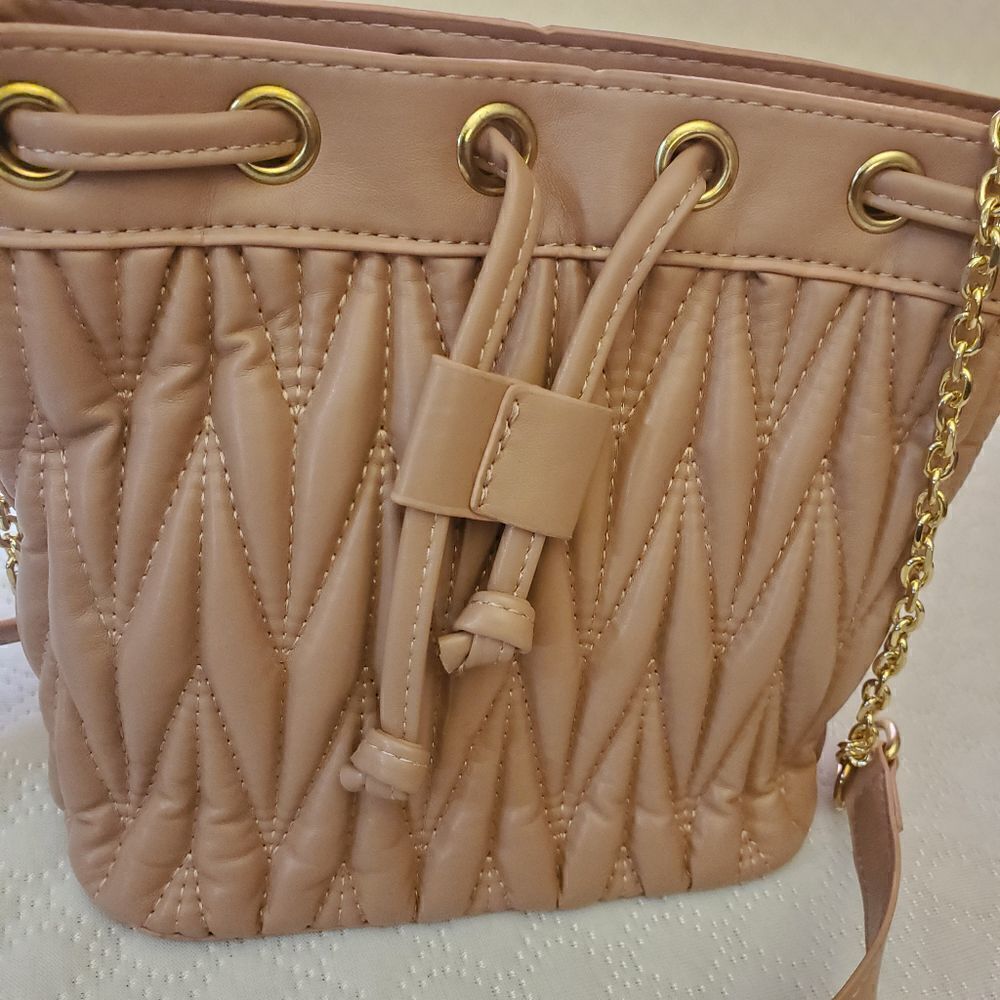 Rose Pink Small Draw String Shoulder Bag - Picture 3 of 13